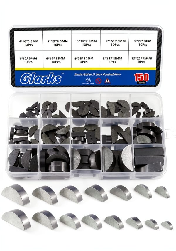 Glarks Carbon Steel Woodruff Keys Assortment-0