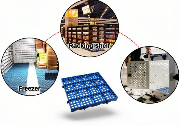 Heavy Duty Plastic Pallet 3 Pack RainXG Waterproof Grid Stackable Gray-2