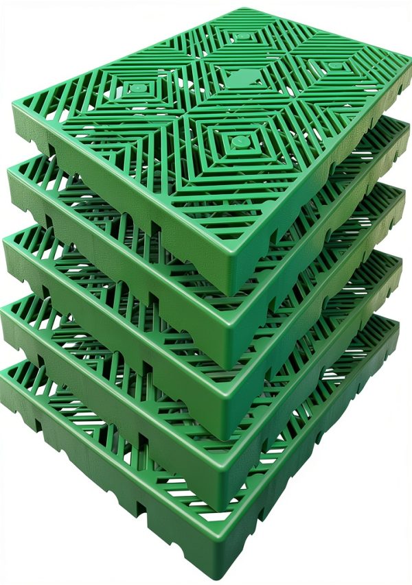 Plastic Pallet LXSEHN 5‑Piece Green HDPE Grid Pad 23.6×15.7×2 in-0