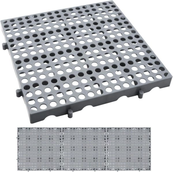 Heavy Duty Plastic Pallet 3 Pack RainXG Waterproof Grid Stackable Gray-0