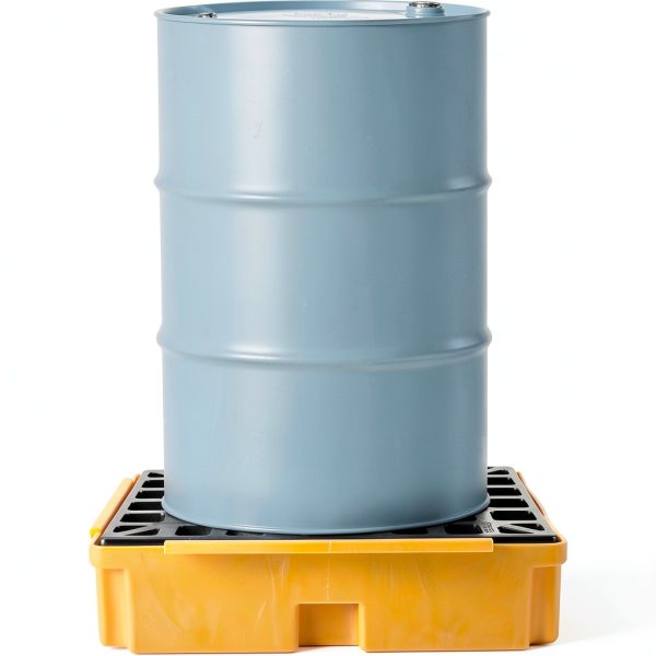 Global Industrial Low Profile Spill Containment Modular Platform, 1 Drum Capacity, 15 Gallon Liquid Capacity, 2000 Lbs Weight Capacity, 26"W x 26"D x 6-1/2"H, Yellow-1