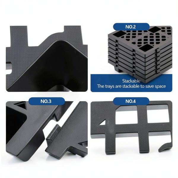 4 Pcs Plastic Pallets for Basement Storage Nestable Moisture Waterproof Lightweight Floor Pallets with Breathable Grid for Indoor Outdoor Supermarket Warehouse (23.6 x 15.8 x 3.9 Inch,Black)-2