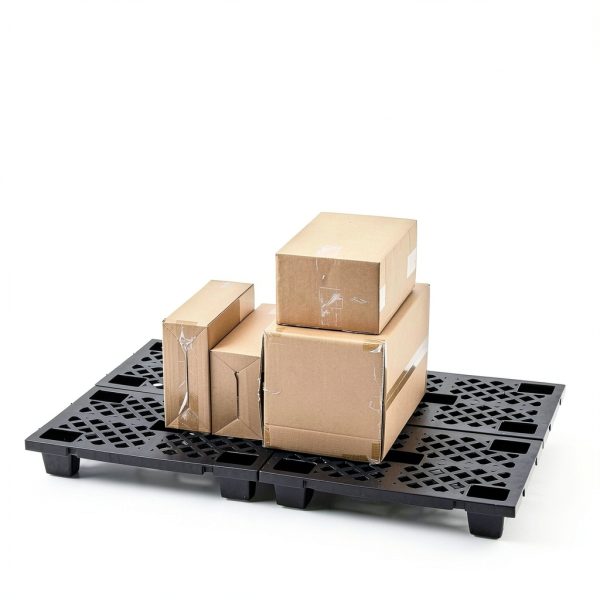 4 Pcs Plastic Pallets for Basement Storage Nestable Moisture Waterproof Lightweight Floor Pallets with Breathable Grid for Indoor Outdoor Supermarket Warehouse (23.6 x 15.8 x 3.9 Inch,Black)-4