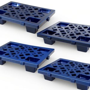 Plastic Pallets,4 Pack Lightweight Pallet,Nestable Moisture-Proof Floor Pallets,Spliceable Breathable Grid Platform for Garage Warehouse Supermarket Basement Outside Storage,15.7x11.8x3.9in-0