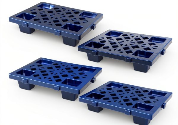 Plastic Pallets,4 Pack Lightweight Pallet,Nestable Moisture-Proof Floor Pallets,Spliceable Breathable Grid Platform for Garage Warehouse Supermarket Basement Outside Storage,15.7x11.8x3.9in-0