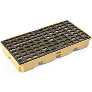Global Industrial Low Profile Spill Containment Modular Platform, 2 Drum Capacity, 30 Gallon Liquid Capacity, 5000 Lbs Weight Capacity, 51.5"W x 26.25"D x 6.5"H, Yellow-0