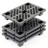 4 Pcs Plastic Pallets for Basement Storage Nestable Moisture Waterproof Lightweight Floor Pallets with Breathable Grid for Indoor Outdoor Supermarket Warehouse (23.6 x 15.8 x 3.9 Inch,Black)-0