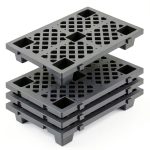 4 Pcs Plastic Pallets for Basement Storage Nestable Moisture Waterproof Lightweight Floor Pallets with Breathable Grid for Indoor Outdoor Supermarket Warehouse (23.6 x 15.8 x 3.9 Inch,Black)-0
